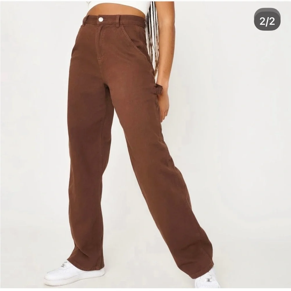 Garage High Waisted Brown Cargo Pants - Picture 2 of 2